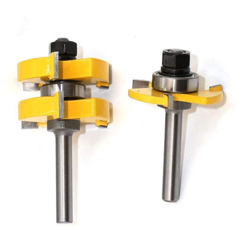 Woodworking Router Planer Set with 8 Handles, 2-Piece Tongue and Groove, 3-Groove T-Shank Compatible with 8mm