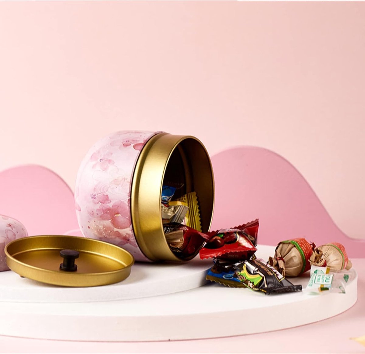 Tea Box | Tea Box - Round Tins - Vintage - 6-Pack - 10 oz Tea Box Loose Tea | Vintage style storage containers for loose tea and herbs, coffee beans, spices, and sugar - Style B