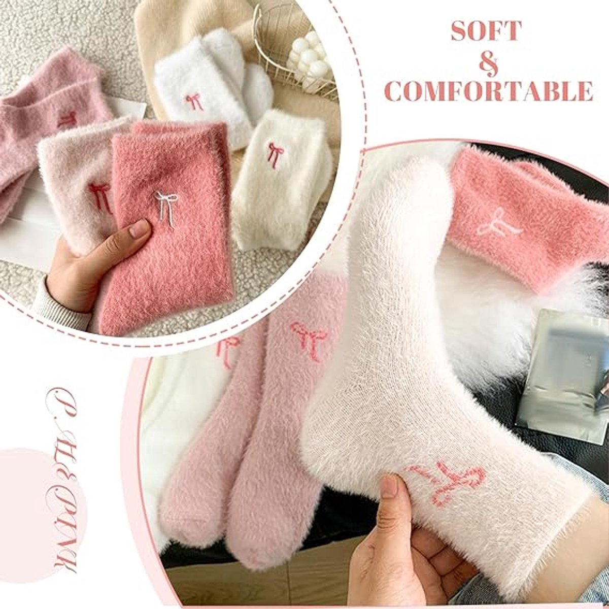 5 pairs of fleece socks for women - Comfortable lace-up socks - Warm winter socks - Thick fleece socks for home use - Warm winter socks - Soft sleeping socks - Lounge socks - Christmas gift - Birthday gift