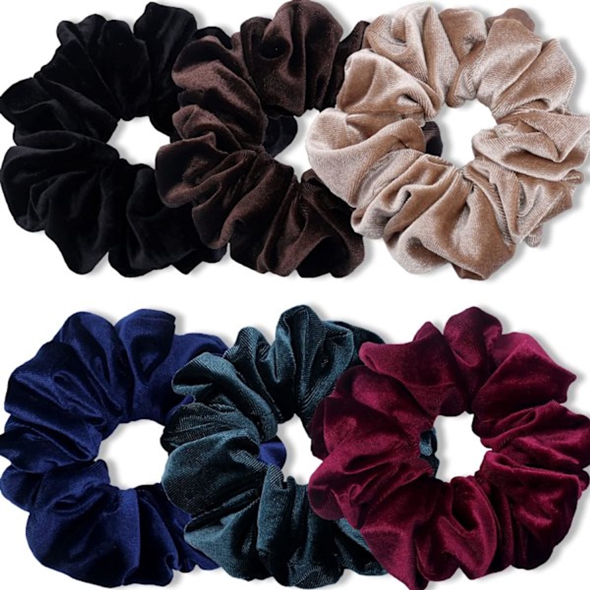 Scrunchies - Extra Large Scrunchies for Women with Thick Hair - Premium Velvet Large Scrunchies - Pack of 6