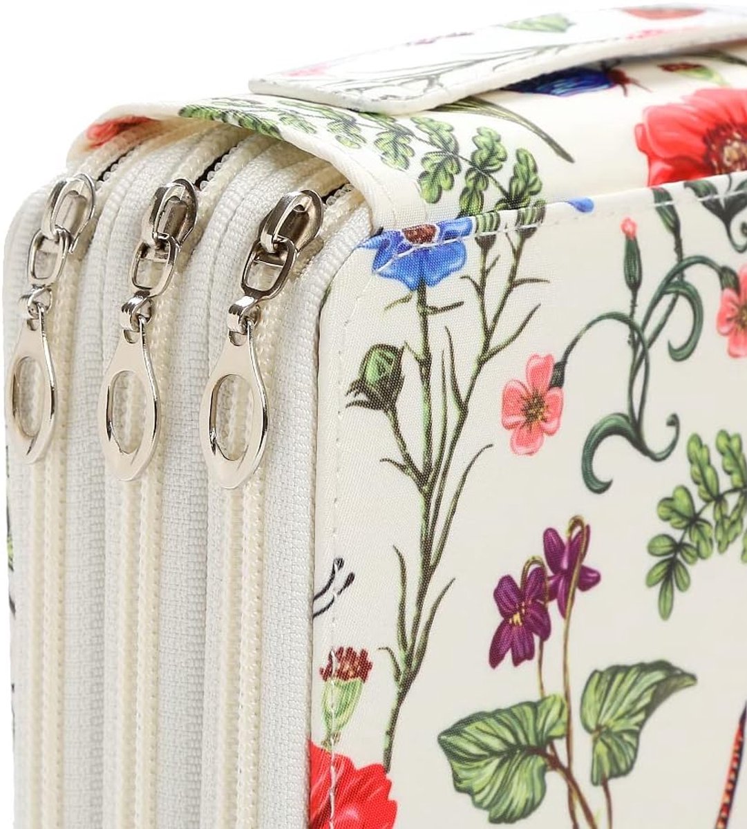 Pencil Case - Large Capacity | Colored Pencils | Pencils | Zippered - Three-Layer Pencil Case - Pencil Storage Bag - Holds 120 Pencils - White