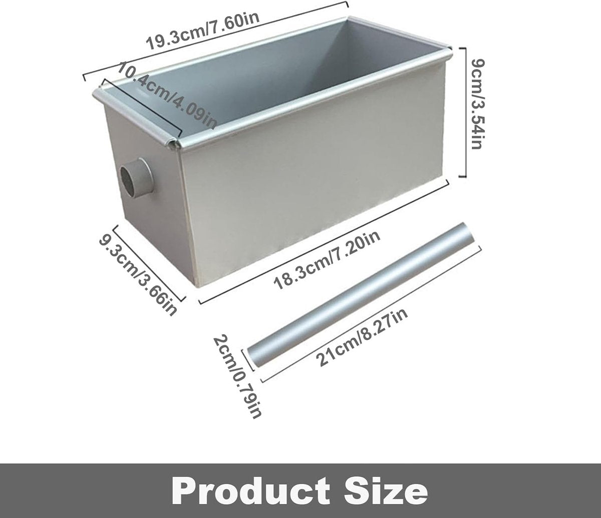 Bread Pan - Mini Rectangular Aluminum Alloy Bread Pan - With Round Hollow Tube - Non-Stick Bread Pan - 18 x 9 x 8.8cm Cake Pan - Bread Pan