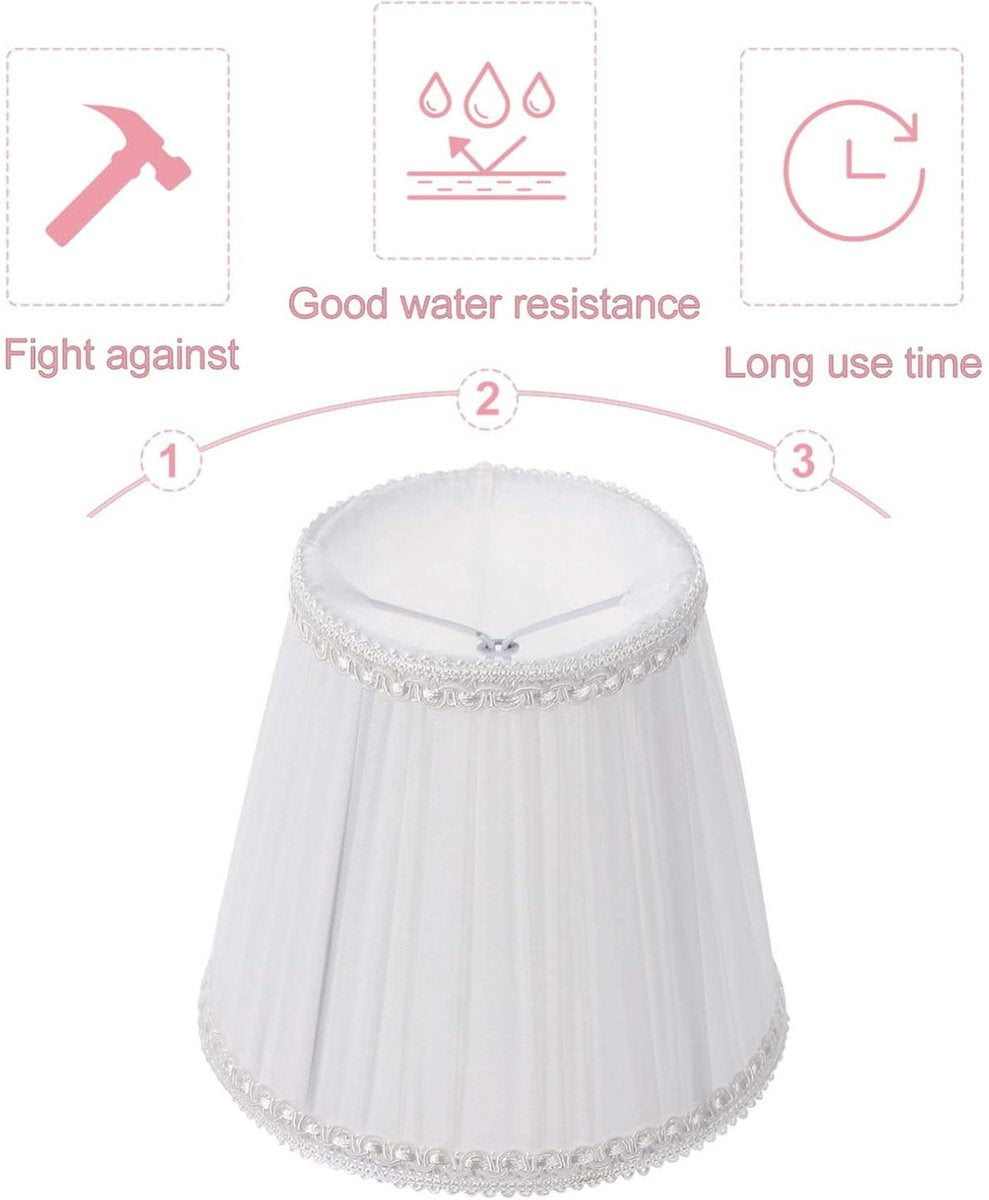 Lampshade - Table Lampshade - White Pleated Tubular Lampshade - Small - Suitable for Table Lamps and Floor Lamps - 13.5x10cm
