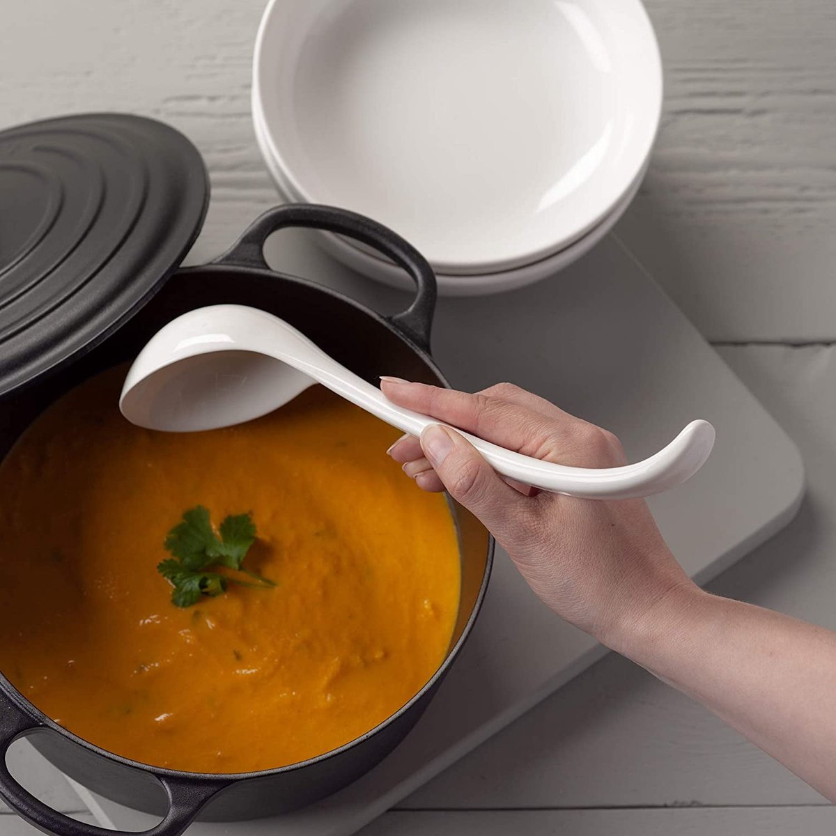 Spoon - Traditional porcelain sauce spoon - 27 cm - White