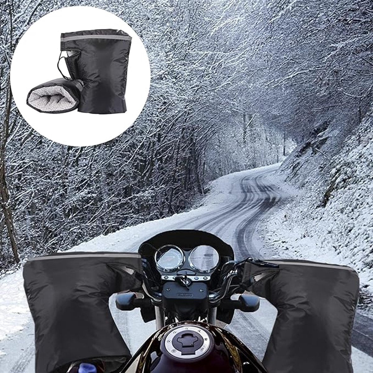 Hand Muffs - Extra Padded Cycling Gloves - Warm Gloves - Cycling Muffs - Scooter Gloves - Hand Warmers - Cycling Accessories - Winter - Windproof - Waterproof - Black