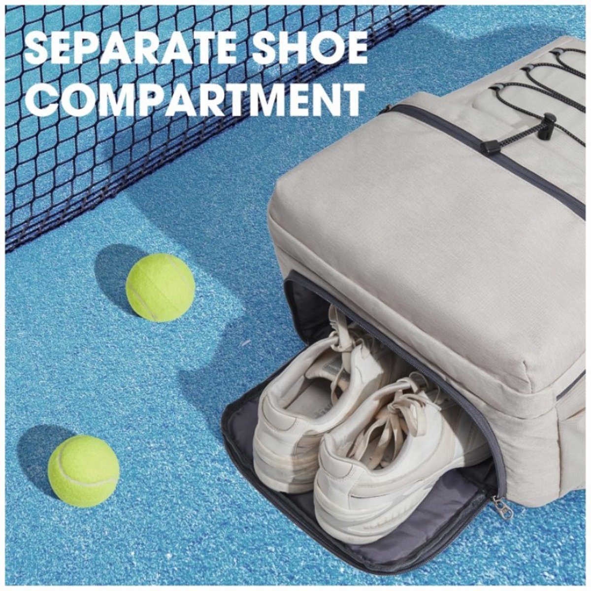 Backpack - Tennis Bag - Sports Bag - Waterproof Racket Bag - Suitable for multiple rackets with shoe compartment - Beige