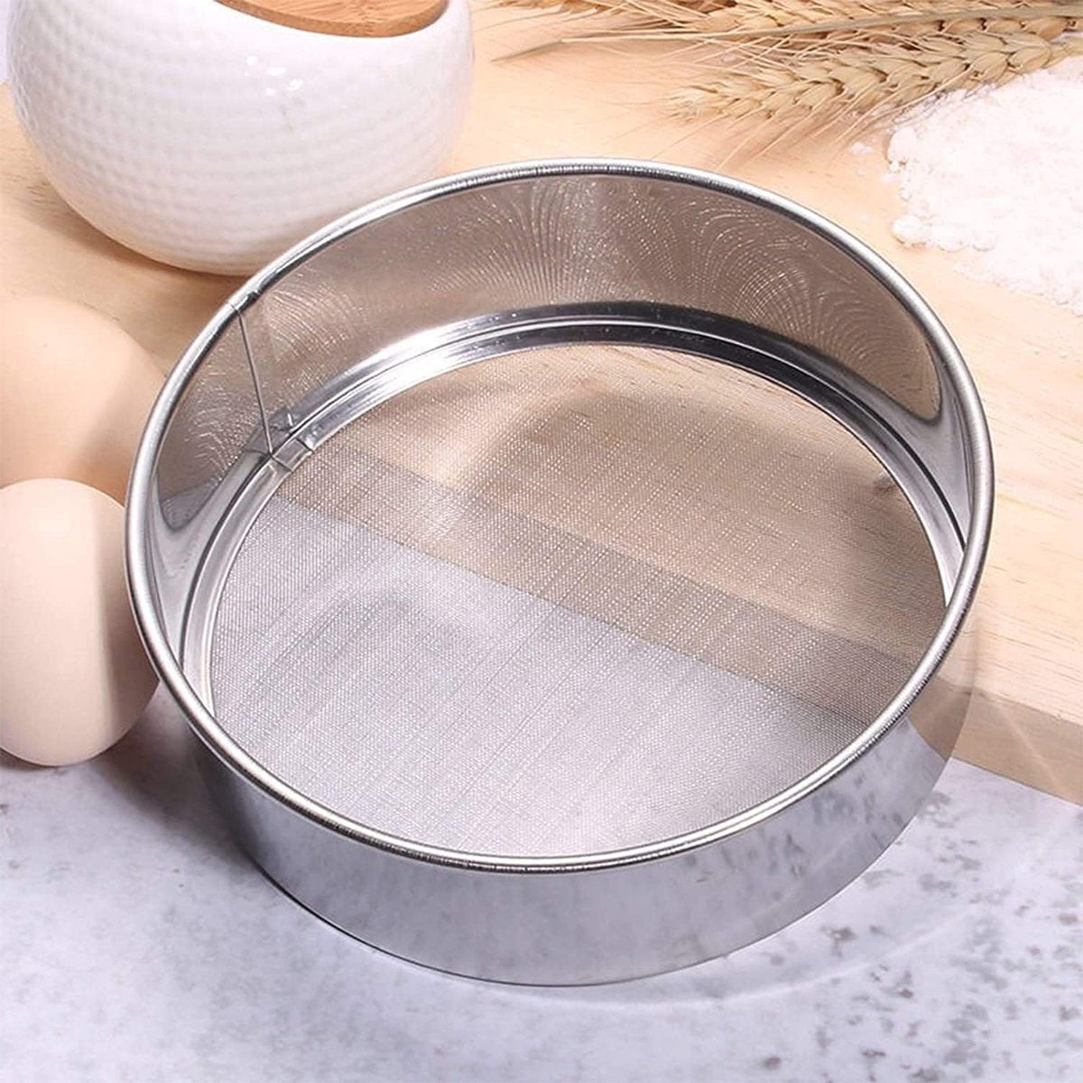 Stainless Steel Flour Sieve - Fine Sieve - Suitable for Flour, Rice, Grains - 15*4.5cm - 60 Mesh Fine Sieve - Baking Tools - Round Flour Sieve