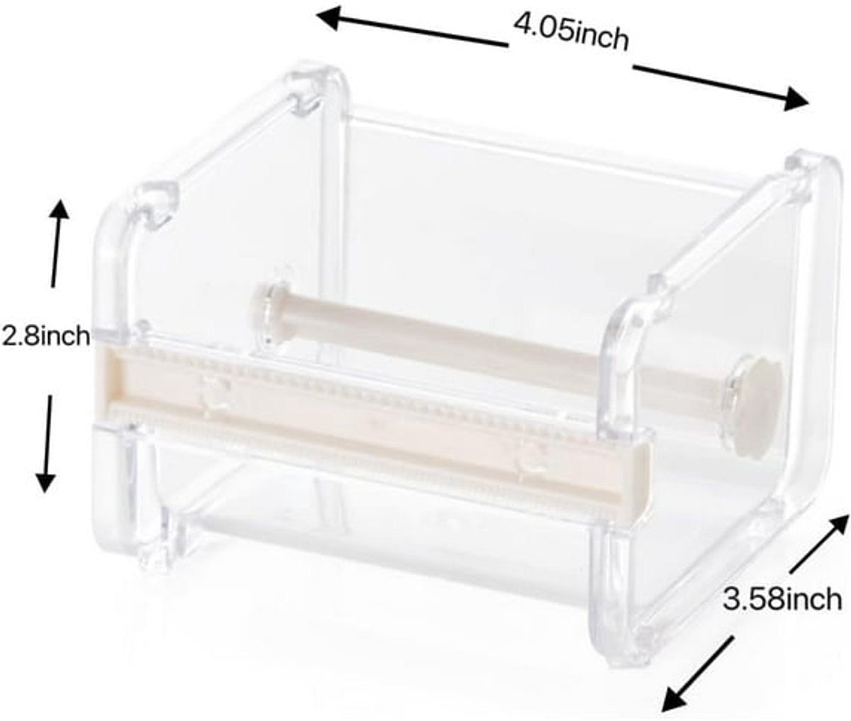 Transparent, visible packaging tape dispenser - holder for cutting tape - organizer, holder for desk and office tape - holder for self-adhesive roll tape dispenser - storage tape, cutting tape - adhesives and fasteners