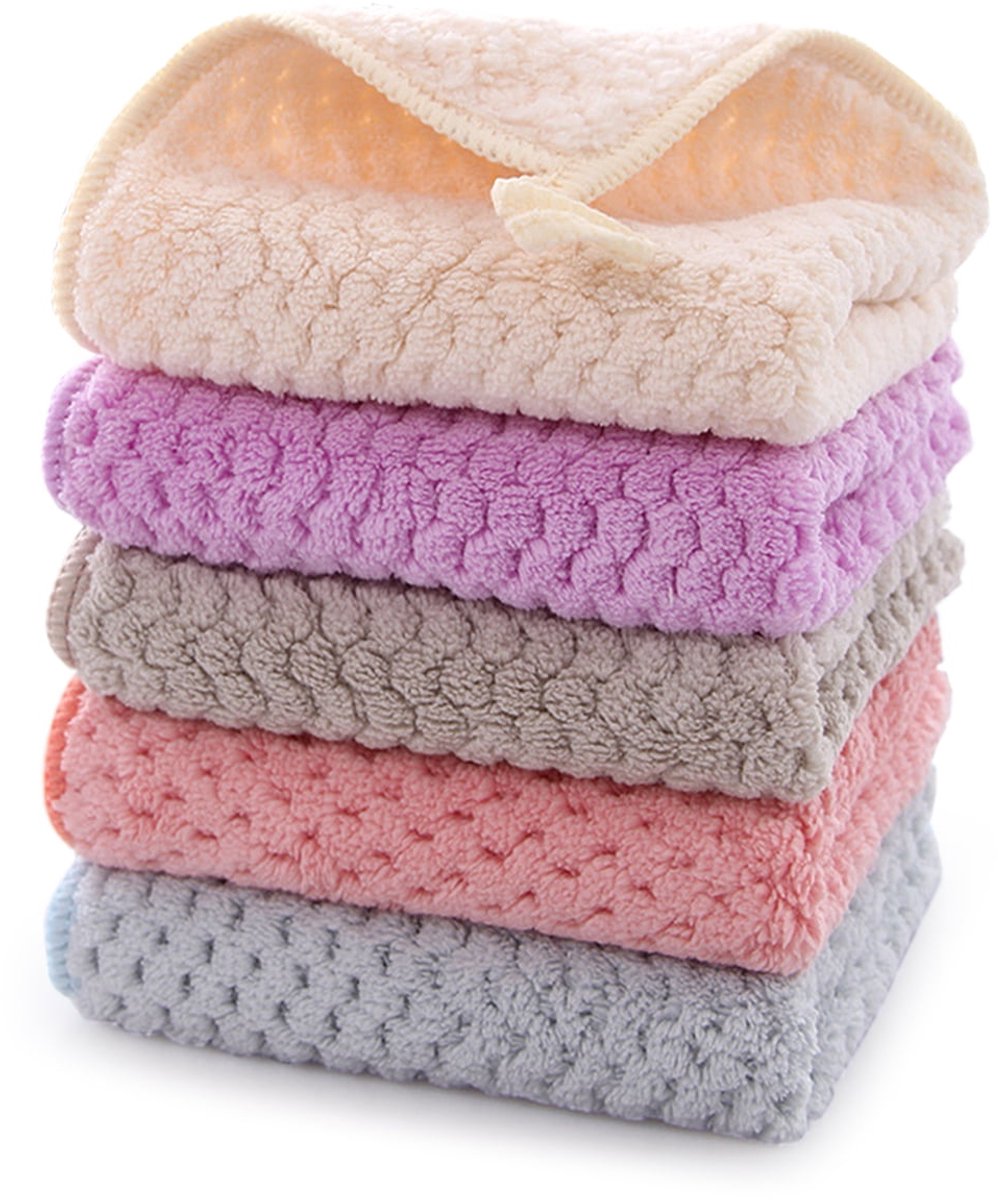 5-pack - Hanging ring, machine washable, quick drying - Hanging towels - Kitchen and bathroom towel strips (beige + pink + blue + purple + gray)