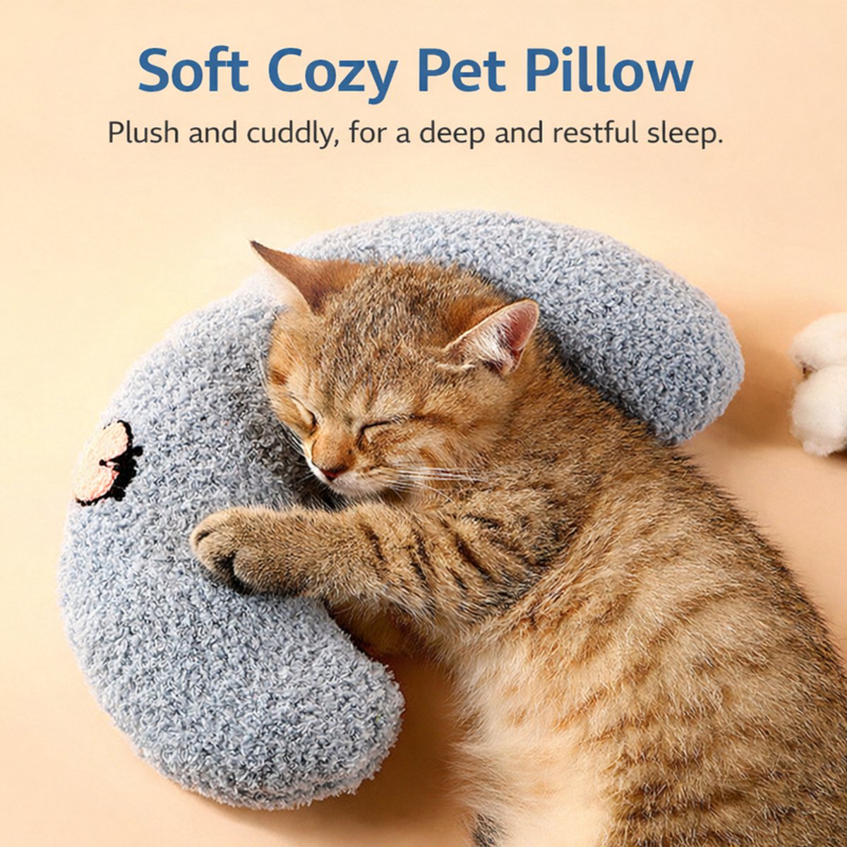 Pet Cushion - Soft Plush Pet Cushion - Cute Patterned Pet Mat - Comfortable Neck Support - Suitable for Cats and Dogs - White