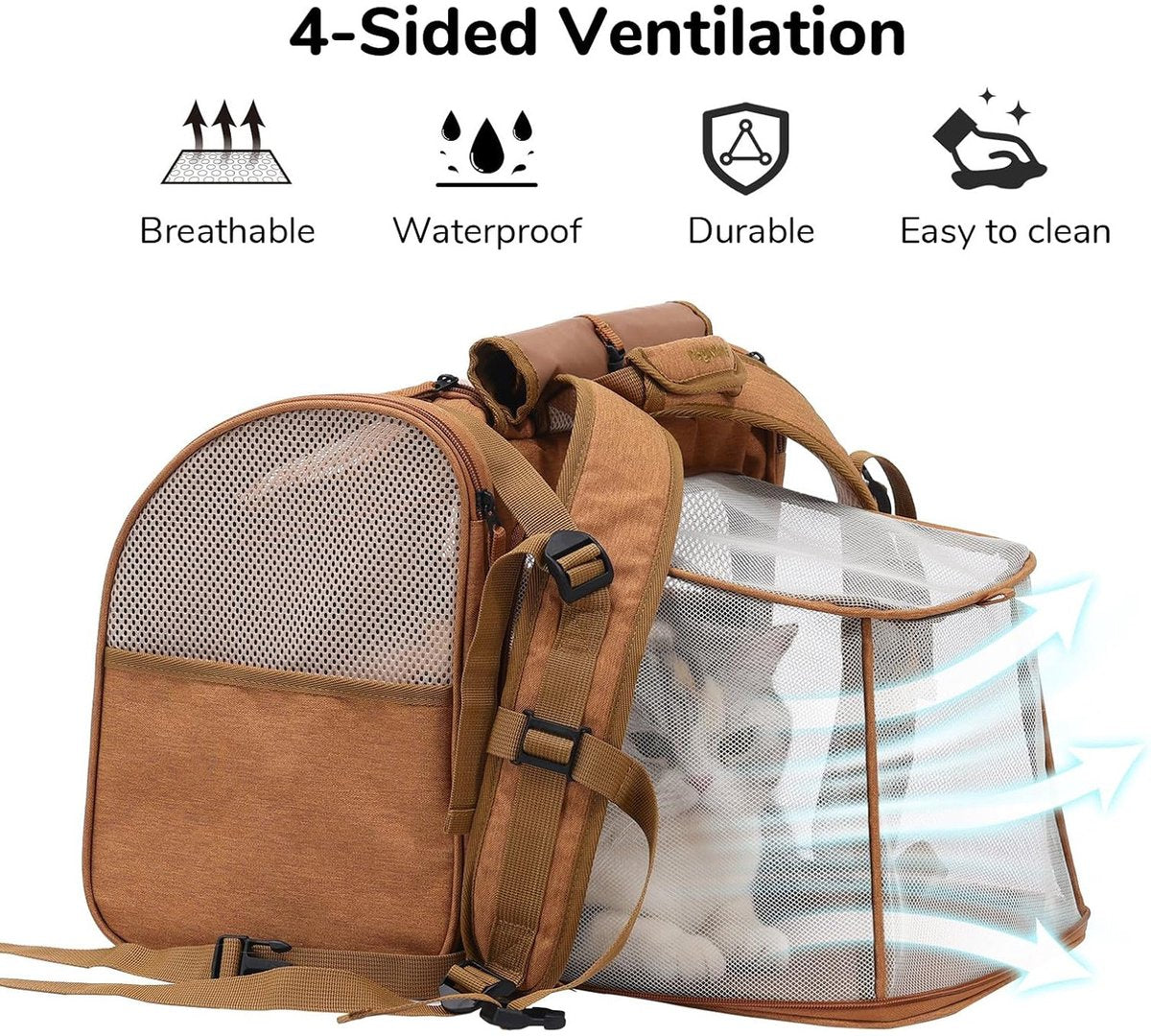 Travel Basket for Cats and Dogs - Carrier for Cats and Dogs - Travel Bag for Cats and Dogs - Dog Carrier - Cat Carrier - up to 10 lbs - brown