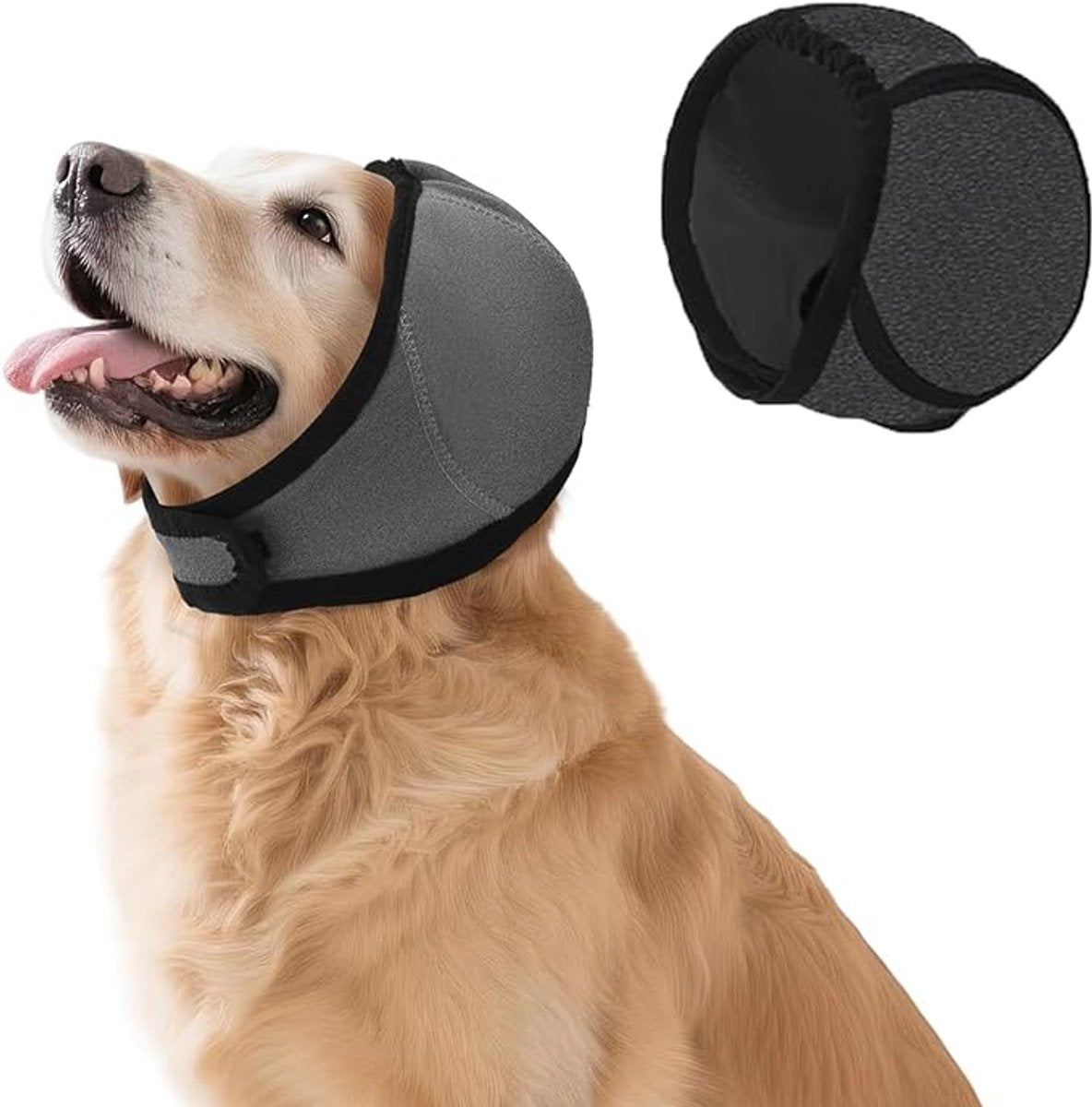Dog Earmuffs - Dog Earmuffs - Noise-dampening Earmuffs - Comfortable Headband - Shockproof - Lightning Protection - Waterproof - L