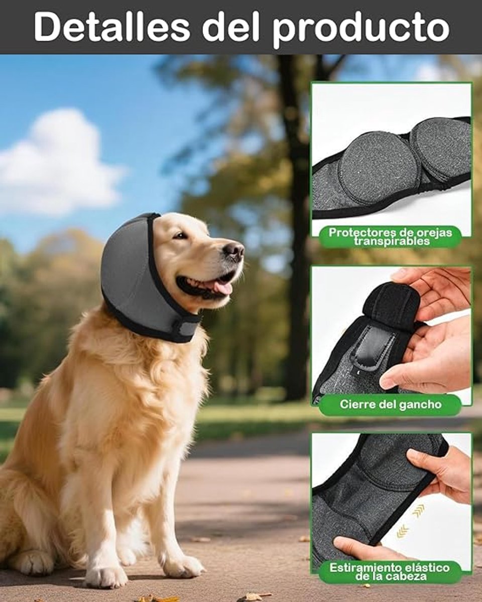 Dog Earmuffs - Dog Earmuffs - Noise-dampening Earmuffs - Comfortable Headband - Shockproof - Lightning Protection - Waterproof - L