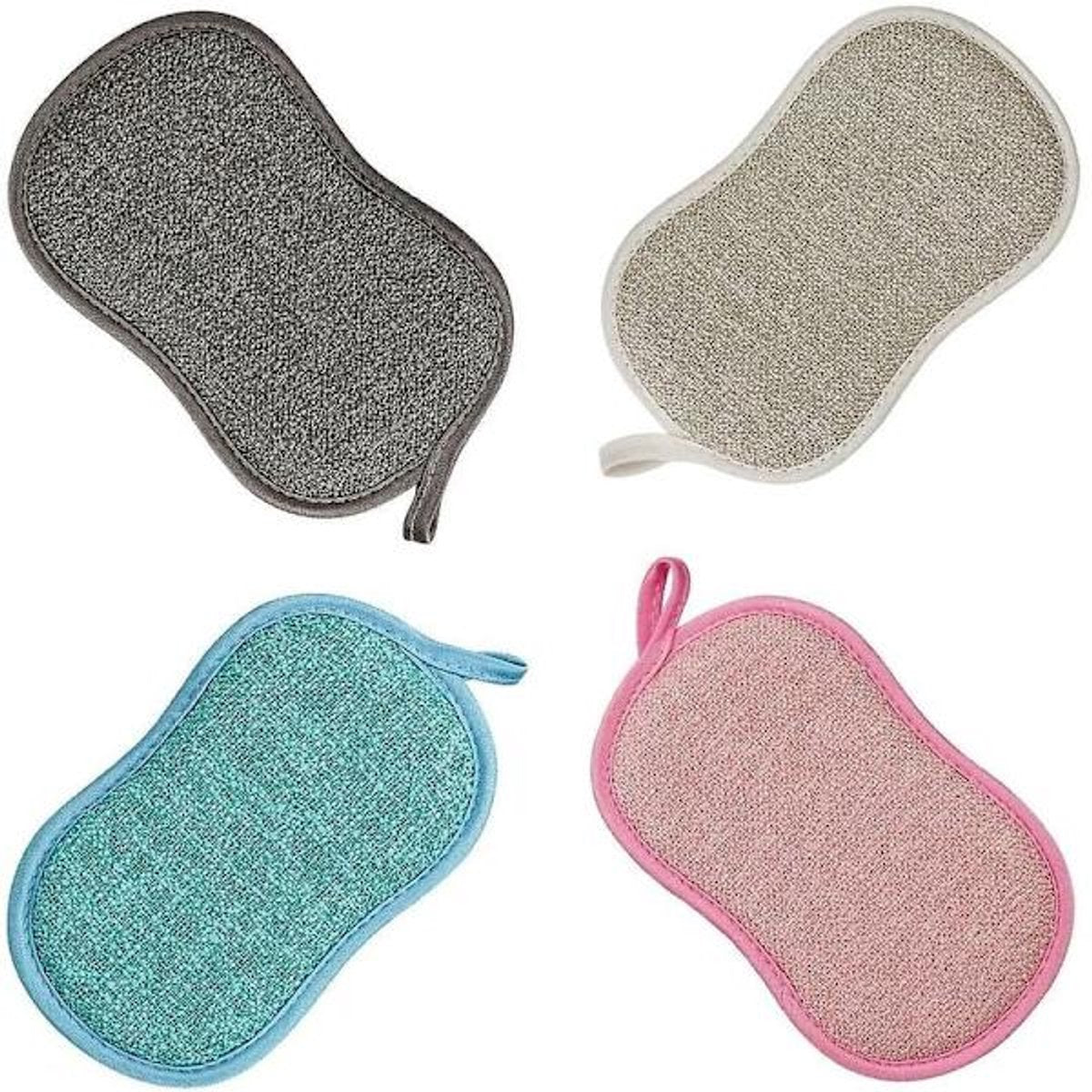 4-pack - Reusable - Microfiber - Antibacterial - Dishwashing sponge - Scouring pad - Non-stick coating for pots and pans with double layer