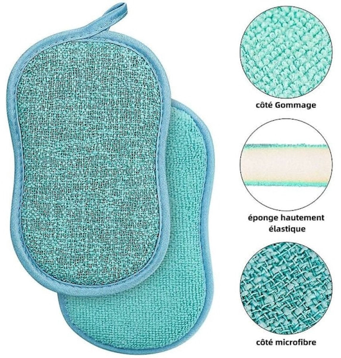 4-pack - Reusable - Microfiber - Antibacterial - Dishwashing sponge - Scouring pad - Non-stick coating for pots and pans with double layer