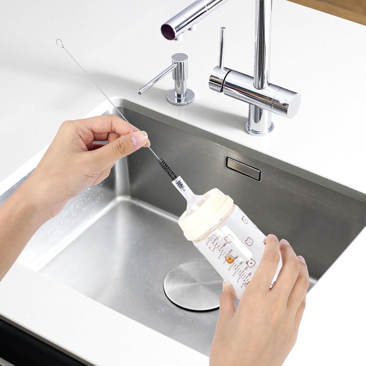 10-Piece Bottle Brush - Cleaning Brush Set - for pipes, keyboards, test tubes, kettle spouts, sinks, bottles and coffee makers