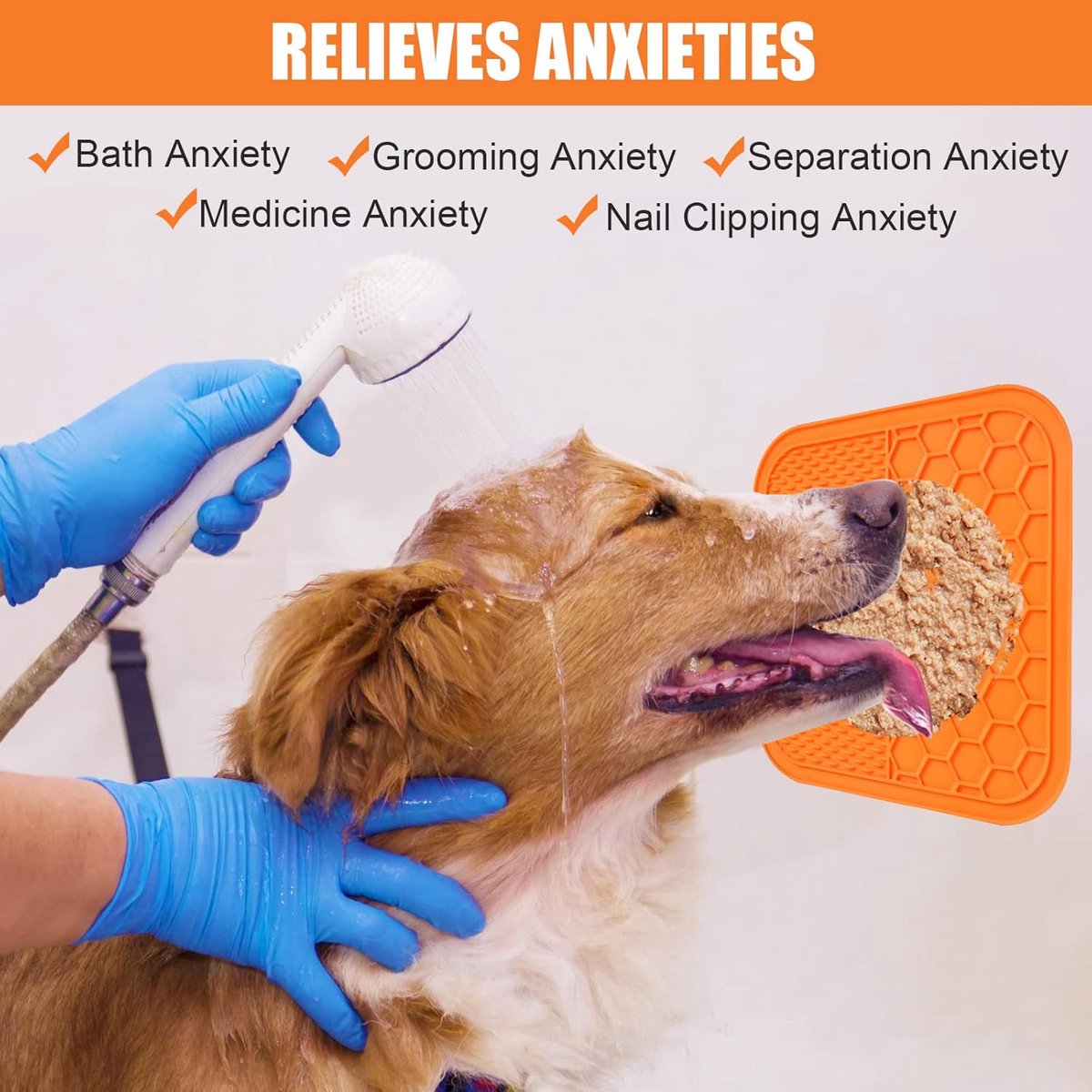 2-Pack Dog Lick Mats with Suction Cups - BPA-Free Slow Feeder Dog Lick Mats - Comes with 1 silicone scraper - Extra strong suction cups - Suitable for bathing, grooming, training and combing