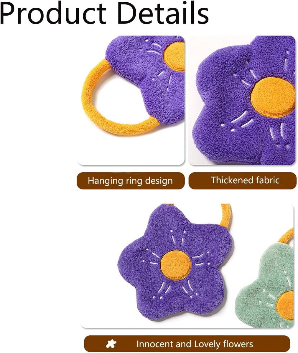 Kitchen Towel Set - Set of 4 - Embroidered coral fleece towels, absorbent tissues for children, kitchen and bathroom towels for home use