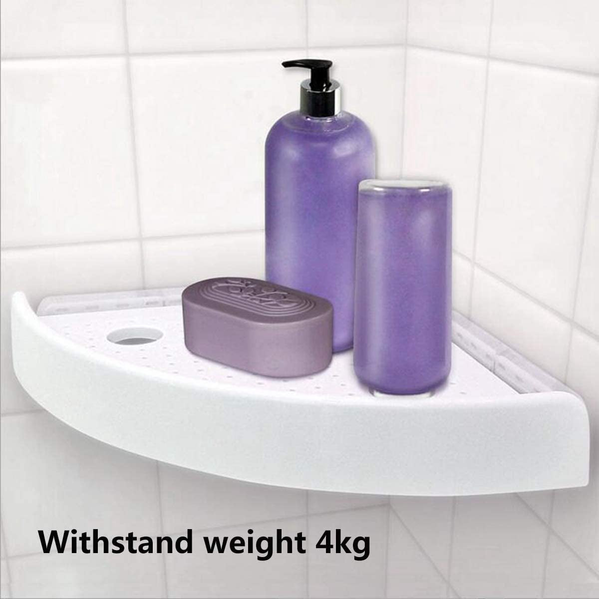 Triangular Shelf - Storage Rack - Bathroom Corner Shelf Triangular Handle Wall Mounting Bracket - Suitable for Kitchen and Bathroom Strong Suction Wall Mounted Shelf Storage Basket (No Drilling Required)