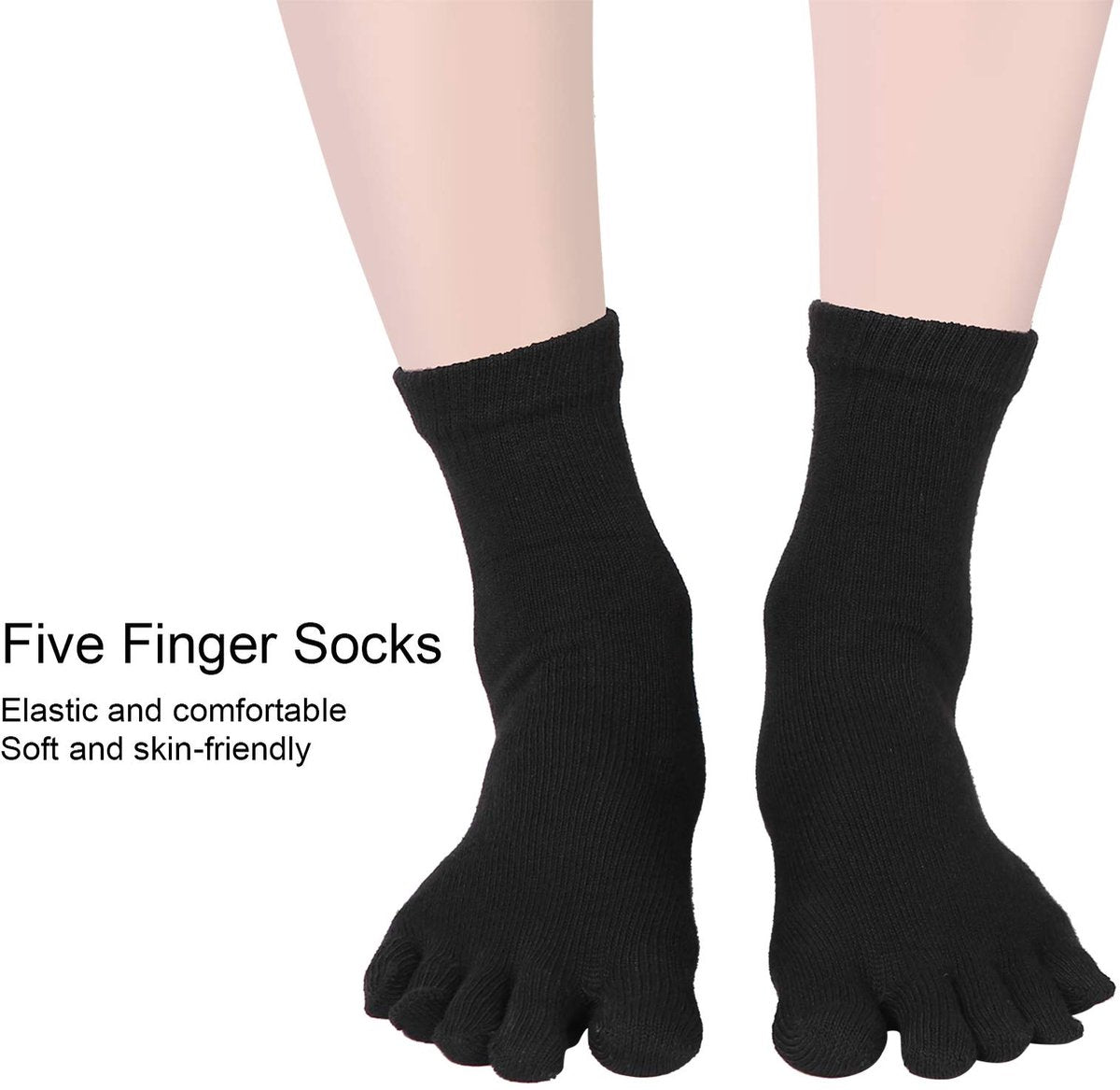 Socks - Pack of 5 pairs - Split Toe Socks - Breathable - Men's Socks - Sports Socks (Black)