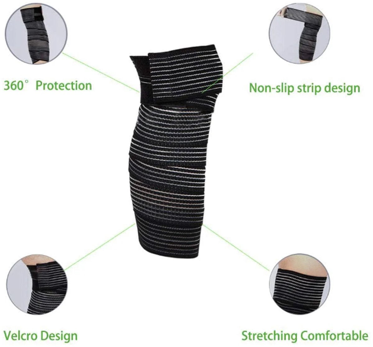 Elastic Knee Brace - Suitable for the Legs - Ideal for Sports Such as Squats, Basketball, Running, Tennis and Football (Black - 1 Piece)