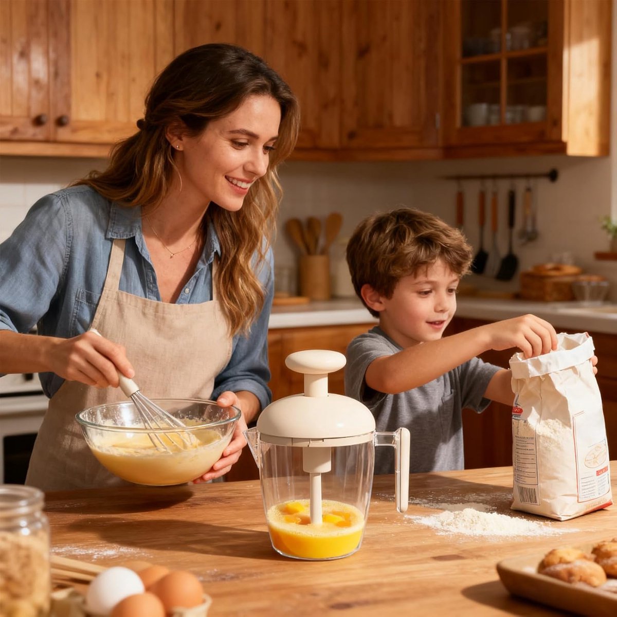 Mixing Cup - Blender - Kitchen Tool - Whisk - Hand Press - Transparent Housing - Portable - Suitable for mixing batter, smoothies, cream, butter, etc.