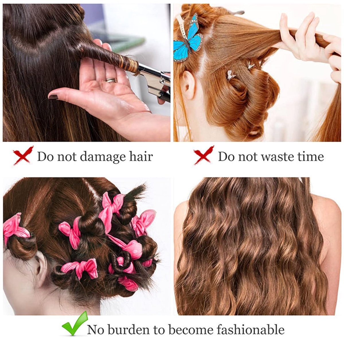 Curling Iron - 20 pieces - Curling iron with sponge - Curling iron for short hair - No heating required - Spiral curling iron - Mini curling iron - Soft and elastic sponge material - Styling tools hair - DIY hair styling tools for women