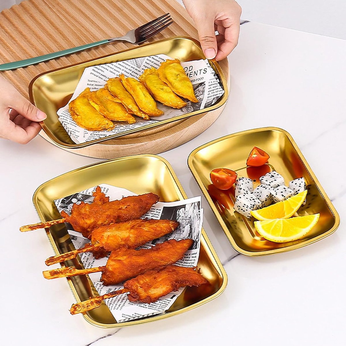 Snackbox Deli Box - Simple stainless steel snack bowl - Fruit and vegetable bowl (gold)