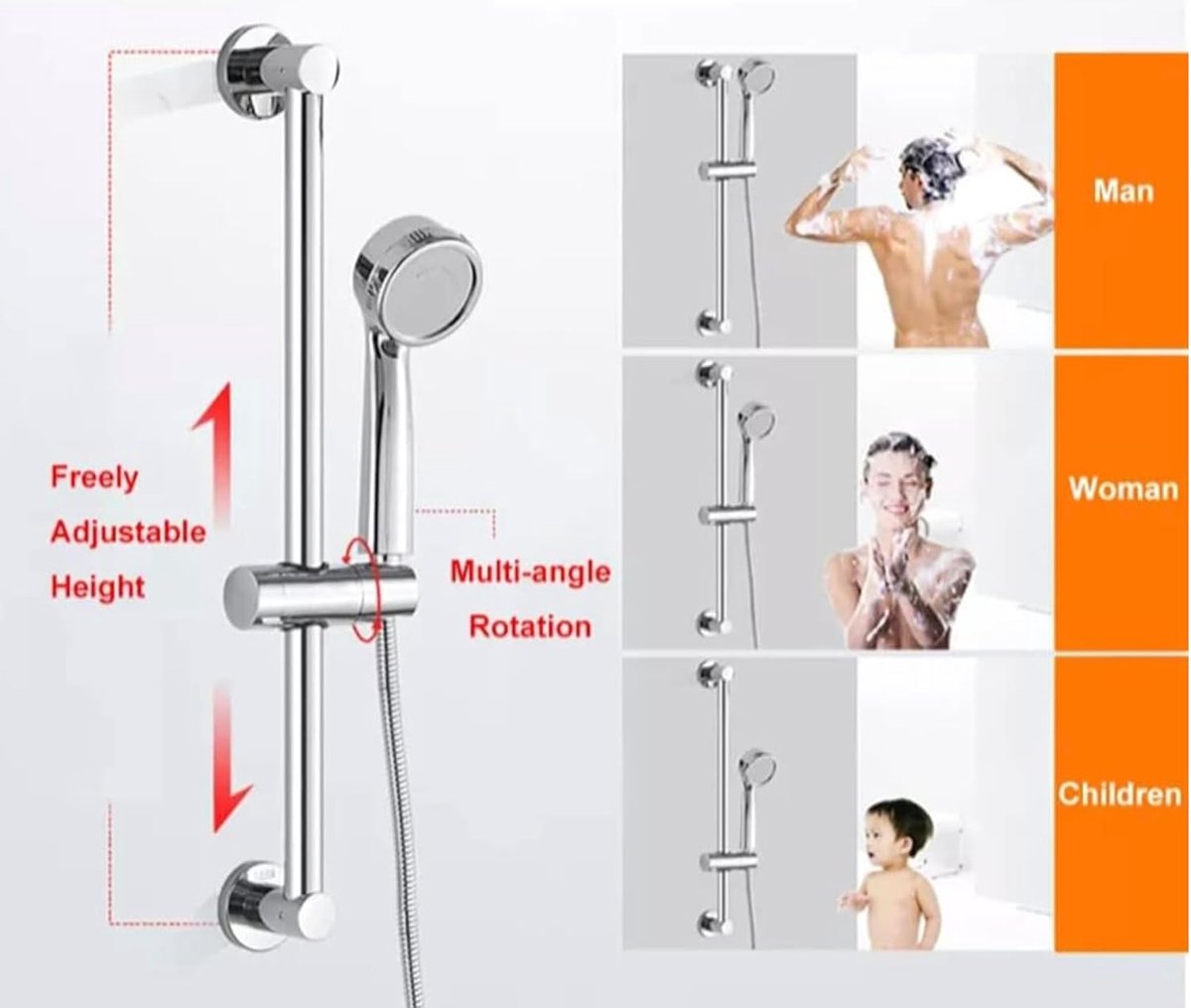 Shower Rod Slide Rail - 24mm Diameter - Handheld Shower Head Holder - Adjustable - ABS Material - Handheld Shower Head - Shower Head - Shower Head Holder - Handheld Shower Head Holder - Shower - Bathroom - Silver - Universal - Suitable for shower rods - E