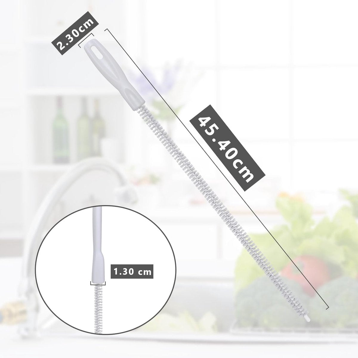 4-piece sink cleaning brush set - Drain brush - 45 cm - Flexible sink cleaning brush - Drain tool - Drain spring - Suitable for kitchen and bathroom drains and overflow pipes