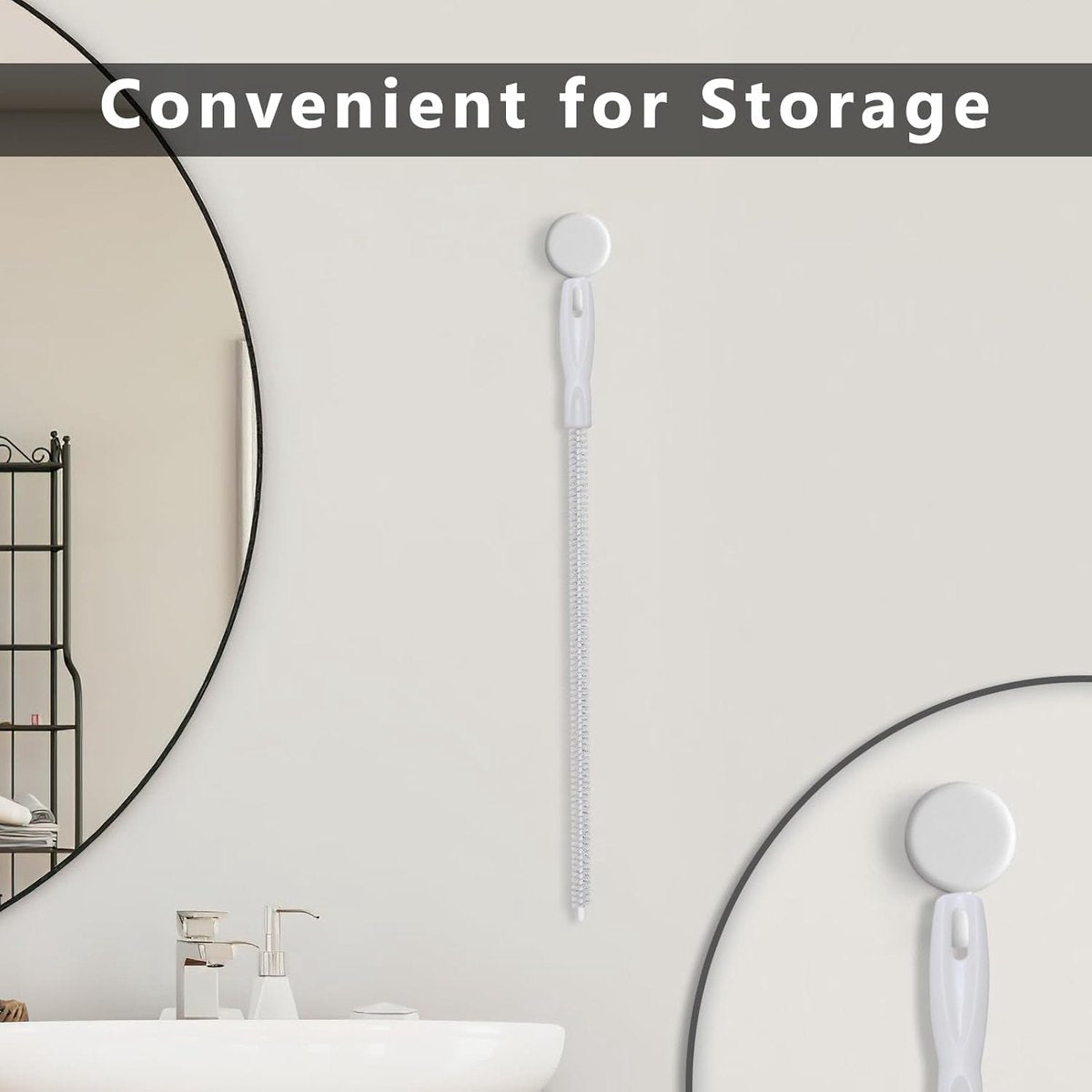 4-piece sink cleaning brush set - Drain brush - 45 cm - Flexible sink cleaning brush - Drain tool - Drain spring - Suitable for kitchen and bathroom drains and overflow pipes