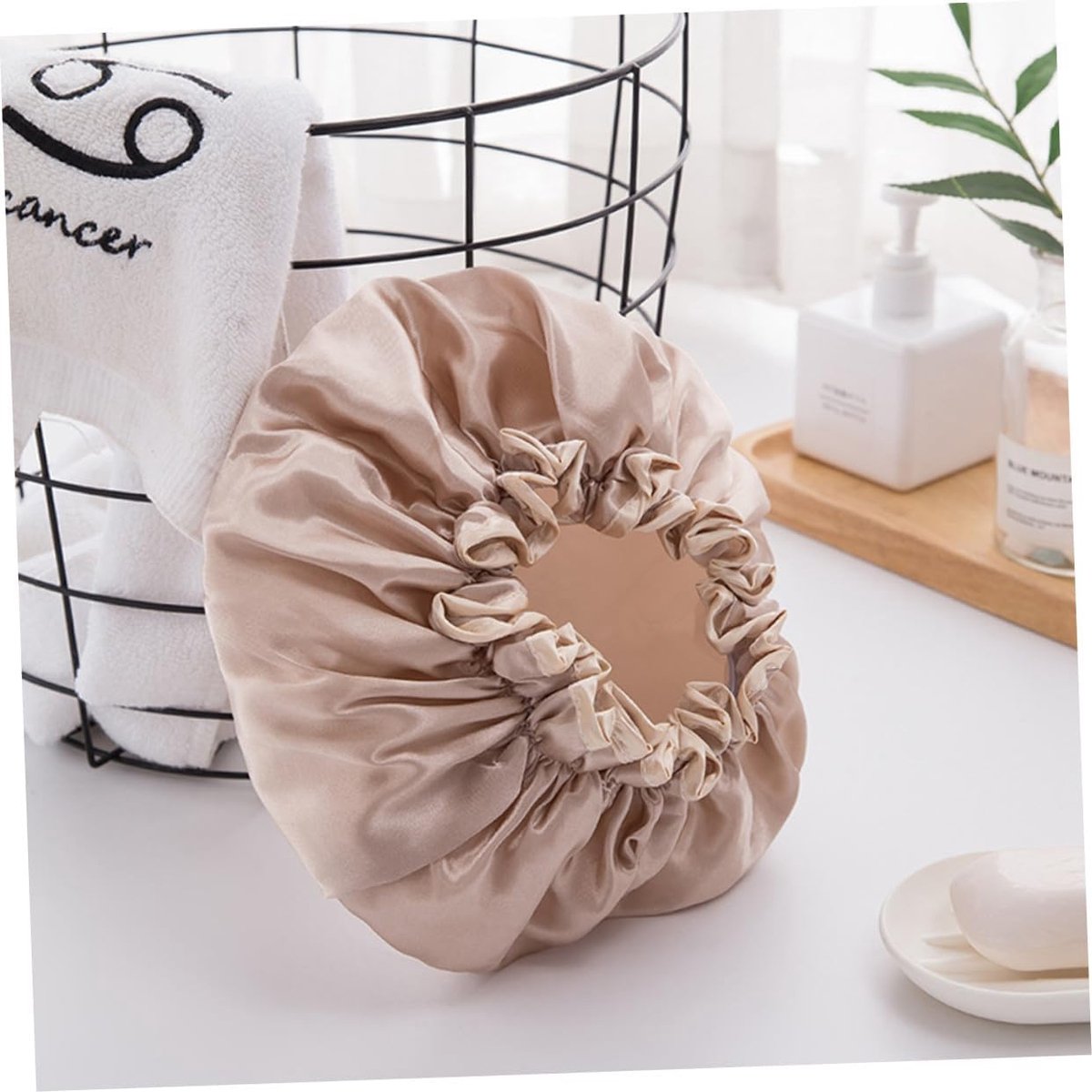 Four-Piece Double Layer Shower Cap Set - Hair Salon - Shower Cap Cover - Kitchen Cap - Pink - Gray - Brown - Light Pink - Women's Essential Bathroom Supplies