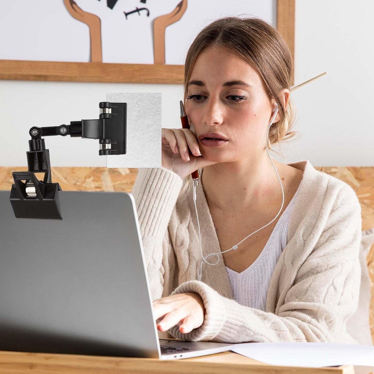 Adjustable Ring Binder - Flexible Rotating Paper Holder - for Typing Table - File Folder - Document Holder - Copy Holder - for Computer Monitor - Canvas Holder (5-pack, black)
