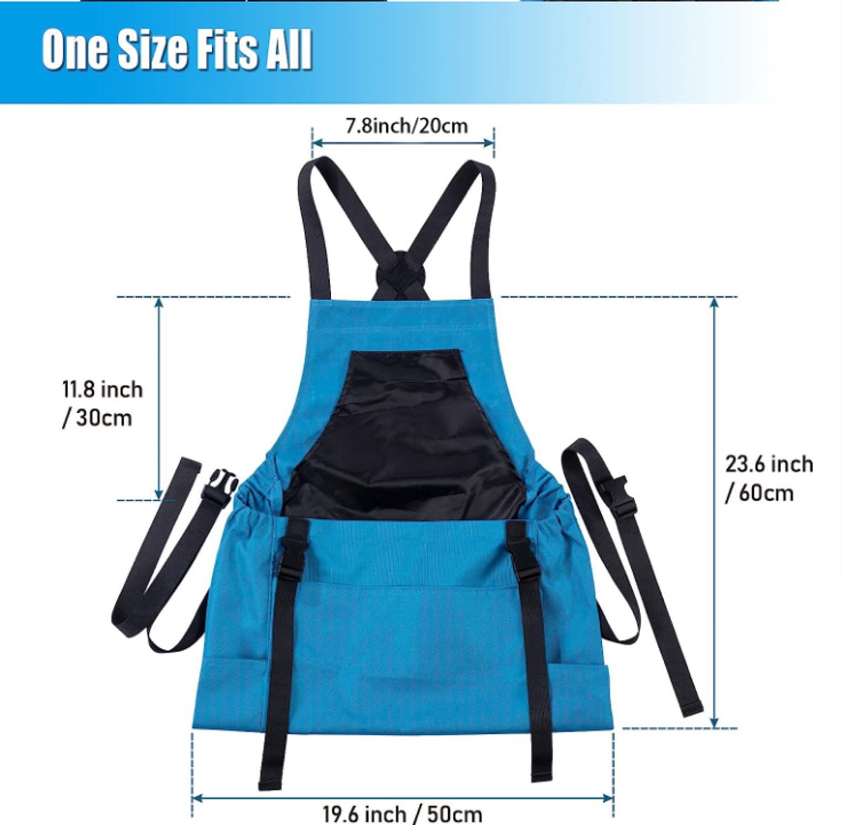 Apron Picking Bag - Large Outdoor Picking Bag - Gardening - Harvest Apron with Quick Release - Backpack Tools - Blue