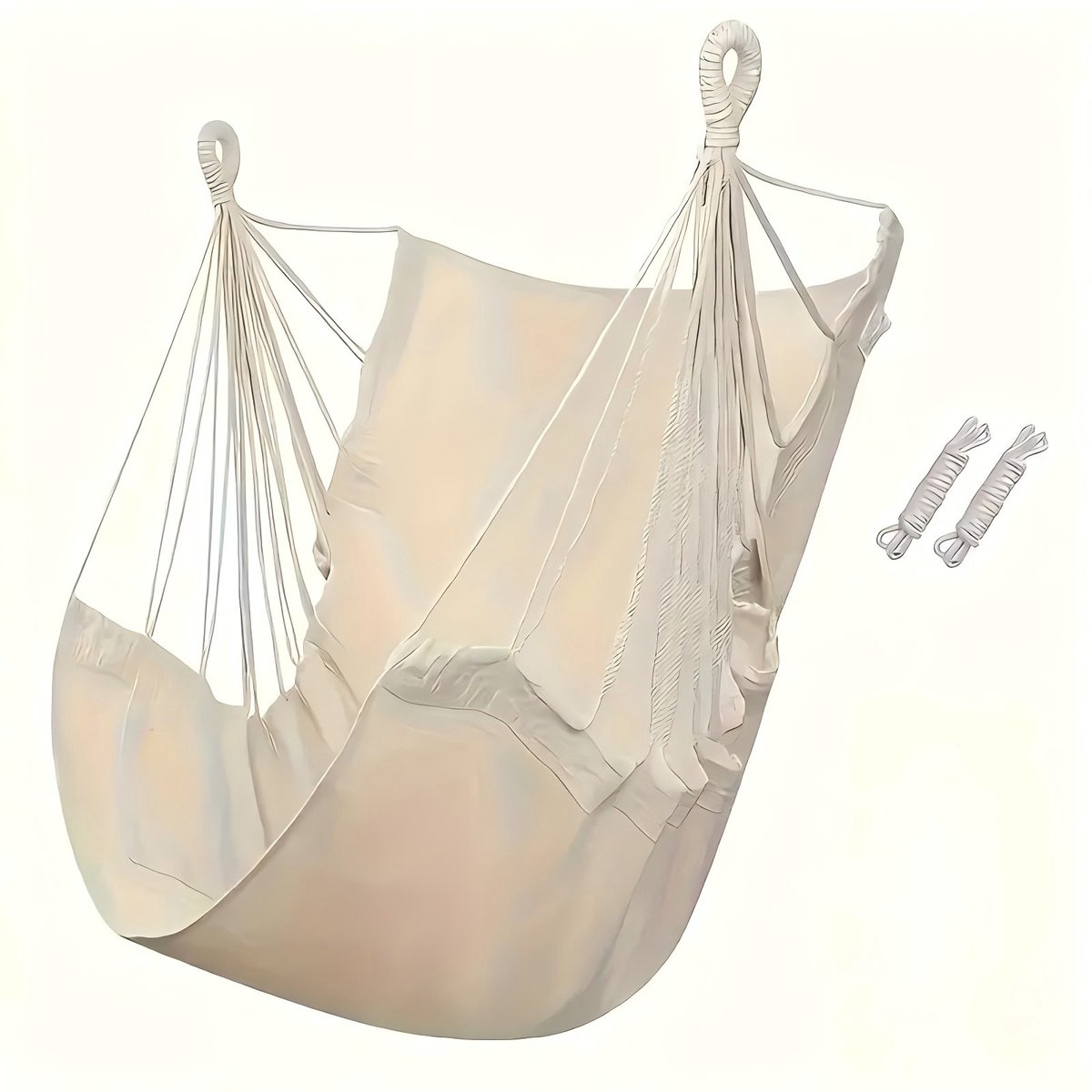 Hanging Chair - Portable Hammock - Comfortable Patio Chair - Suitable for Indoor and Outdoor Use - Maximum Load Capacity 100kg(White, without cushion)