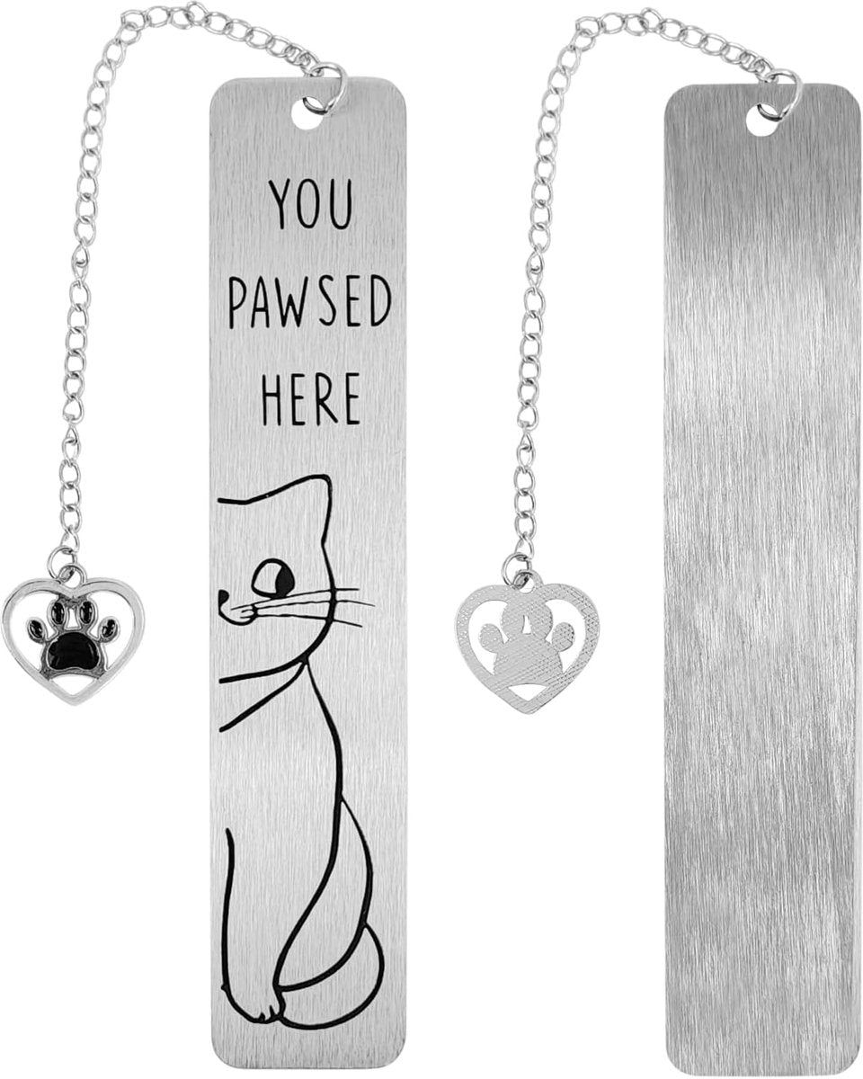 Bookmarks - Set of 2 - Cat Bookmarks - Cute Bookmarks - Bookmark Gifts for Book Lovers - Reading Bookmarks - Gifts for Boys, Girls, Kids & Friends - Cool School Supplies & Reading Gift - Stainless Steel