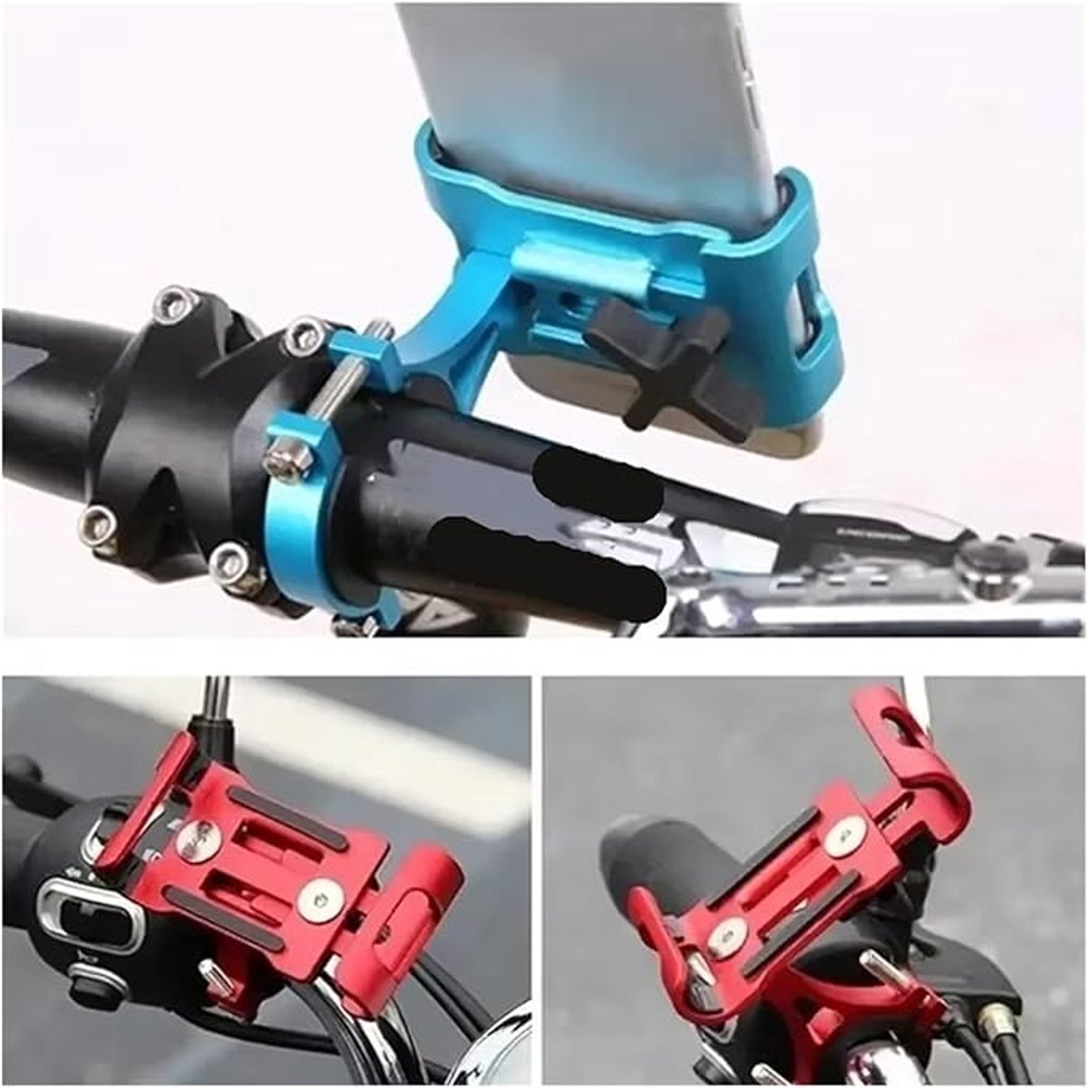 Phone holder for bicycle and motorcycle - Universal phone holder - 360° rotatable and tiltable - Bicycle accessories - Red