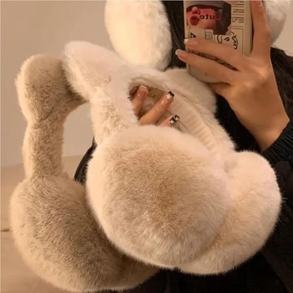Earmuffs - 1 Piece - Soft Faux Fur Earmuffs - Adjustable Earmuffs - Warm Earmuffs - Earmuffs for Kids - Warming Earmuffs for Women and Girls (Khaki)