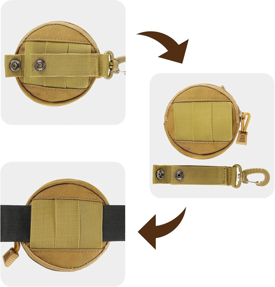 Storage Bag - Accessory Organizer - Compact Wallet for Daily Use - Suitable for Travel, Sports, Running, Camping and Other Indoor and Outdoor Activities - Set of 2 (Khaki)