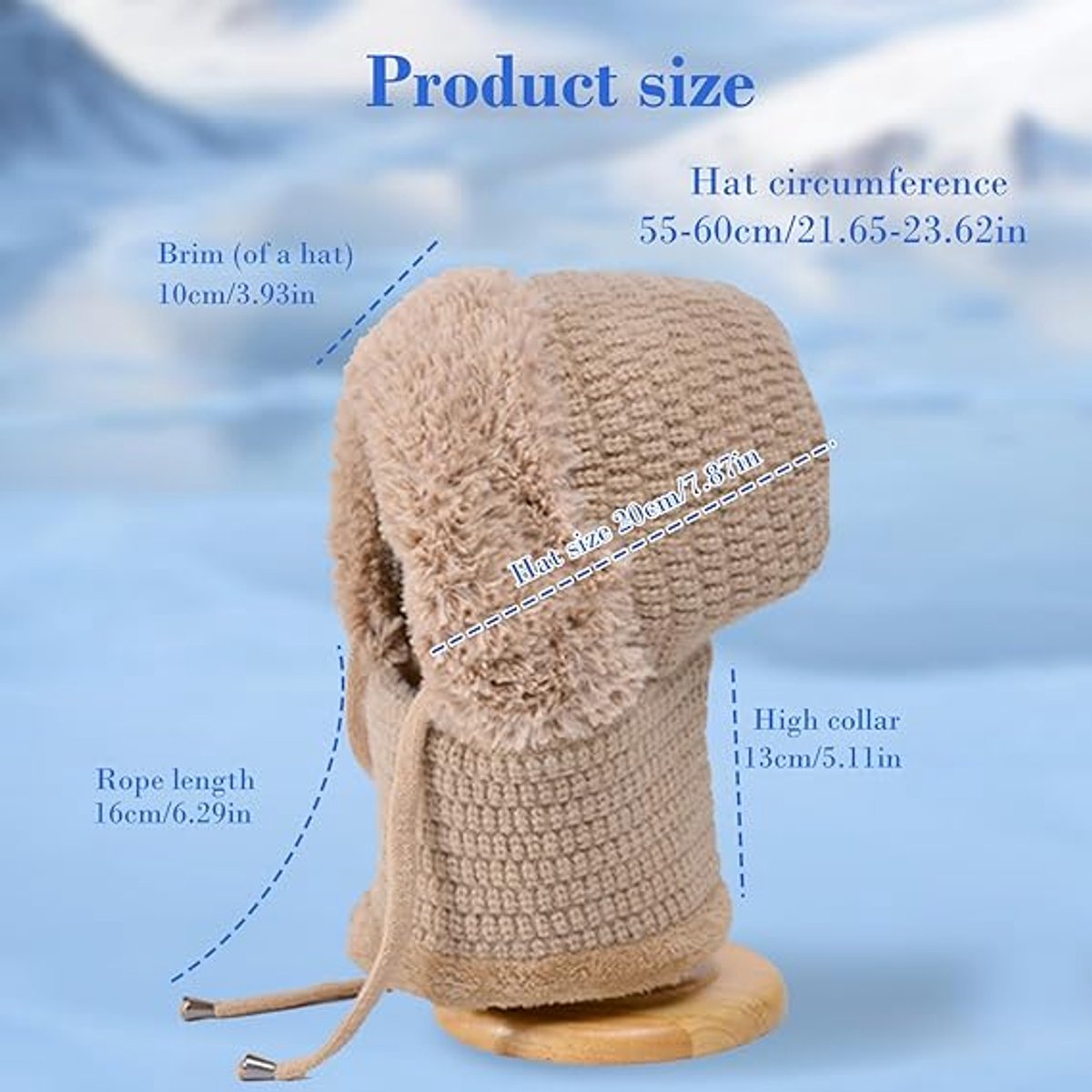 3-in-1 Insulated Hat, Scarf & Face Mask - Ski Face Mask - Warm Knitted Windproof Headband/Scarf for Fall/Winter - Suitable for Skiing, Hiking and Other Outdoor Sports - Khaki