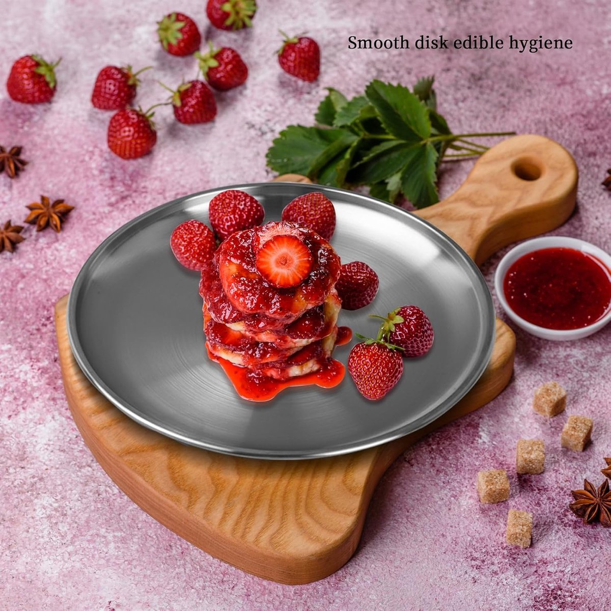 Dinner Plates - 3-Piece - Stainless Steel Plates - 20cm, 23cm, 26cm - Matte Finish - Reusable - Suitable for outdoor use, picnics, kitchens, and parties