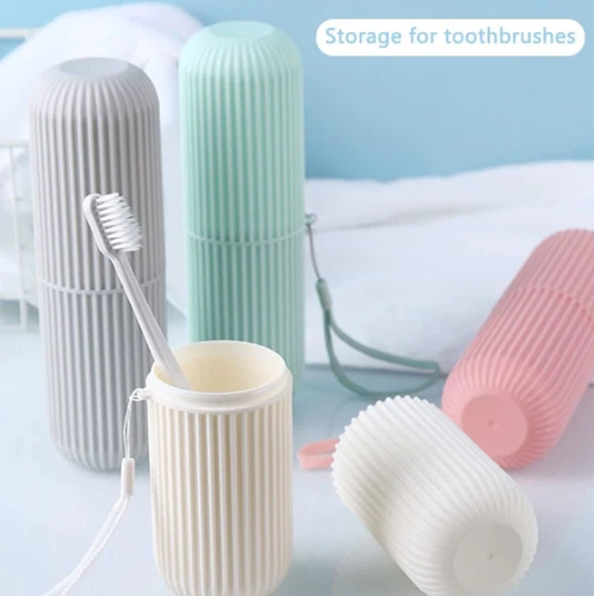 4-Piece Pack - Travel Toothbrush Holder - Portable - Travel Mouthwash Cup - Multifunctional Storage Box