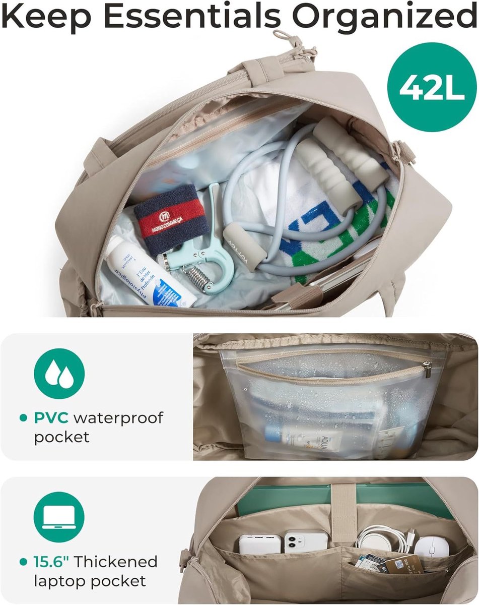 Tennis Bag - Tennis Backpack - 42L with Shoe Compartment - Sports Bag - Waterproof Racket Bag - Protective Racket Compartment - Portable as a Shoulder Bag - Camel