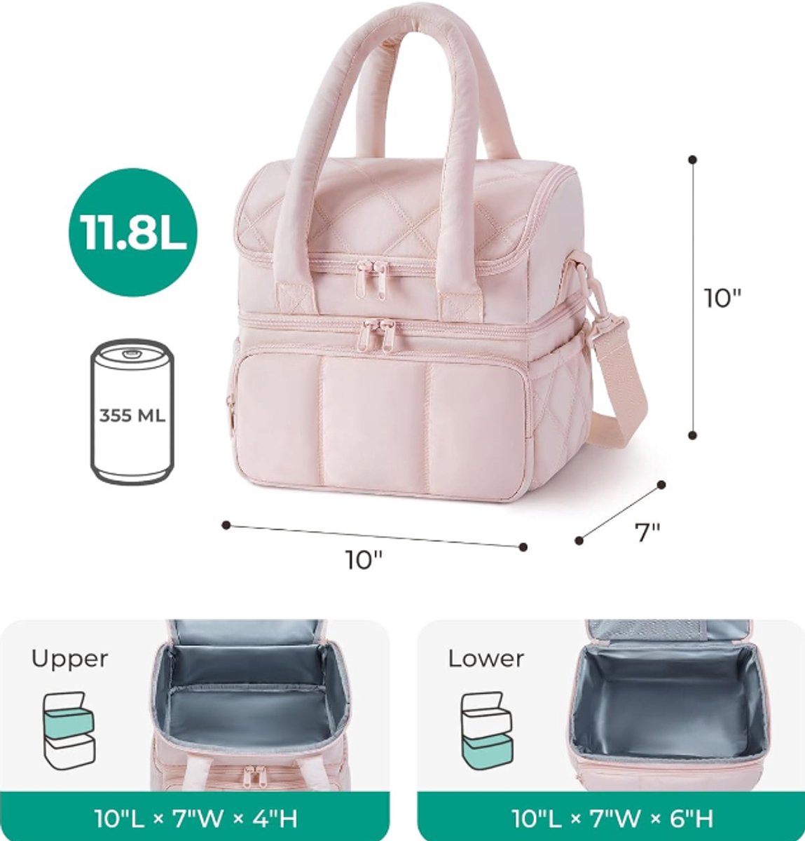 Cooler Bags - Lunch Bag - Handle Strap - Cooler Bag - Lunch Bag - Insulated Cooler Bag - Picnic Bag - Suitable for work, office, travel and picnics(Beige)