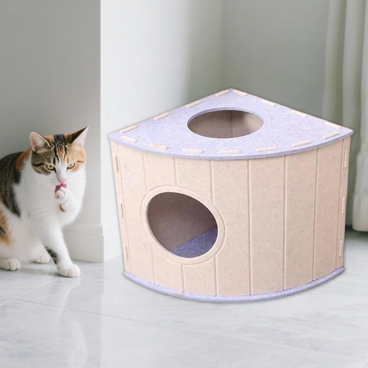 Cat House - Cat Basket - Cat Den - Felt-Shaped Cat Bed - Suitable for All Seasons - Warm | Scratch-Resistant - Pet Bed | Deep Sleeping Bed - Light Blue