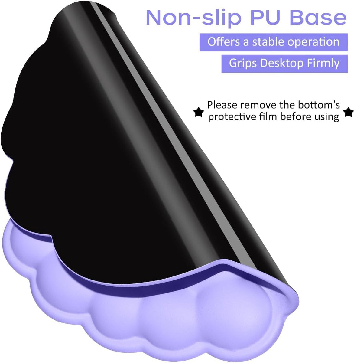 Mouse Pad - Mouse Pad with Wrist Rest - Ergonomic Mouse Pad - Mouse Pad with Leather Surface, Suitable for Computers, Laptops, Office, Home and Travel, with Non-Slip Bottom - Purple