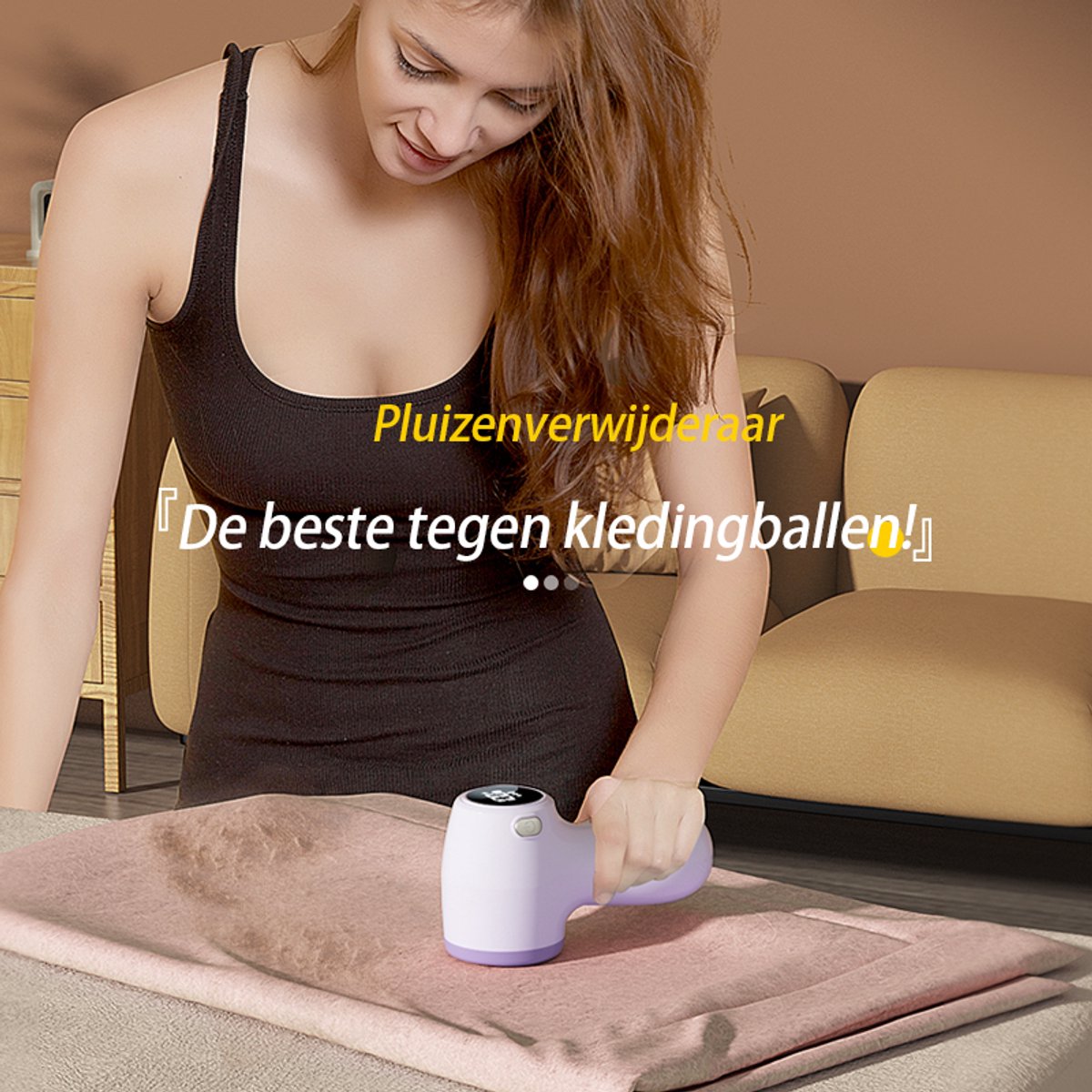 Rechargeable Lint Remover with Display - Lint Remover - Suction and Shave Function - Lint Remover - Type-C Charging - 3 Working Modes & 6-Blade System - Purple