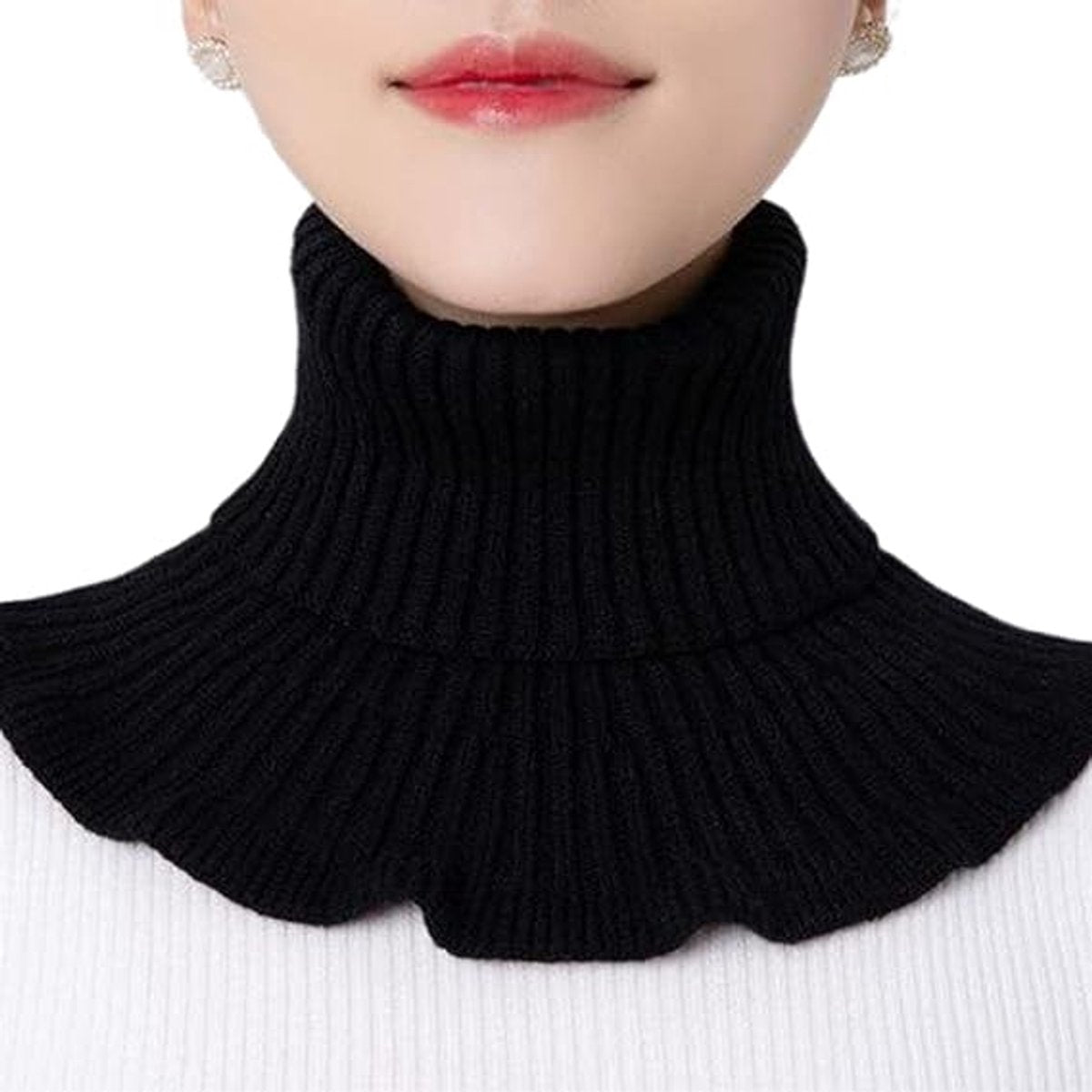 Neck Warmer - Faux Turtleneck - Knitted Warm Neck Warmer - Wearable for Everyday Use - Winter Essential for Women (Black)
