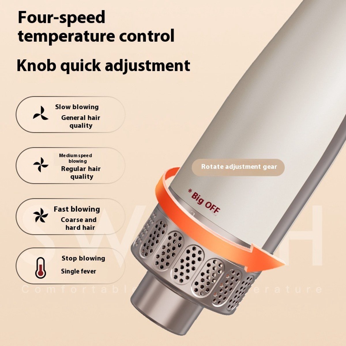 3-in-1 Multistyle Hair Dryer - Dryer, Styling Brush & Curling Iron - Hair Dryer Brush - Curling Brush - 650W, 4 Adjustable Settings