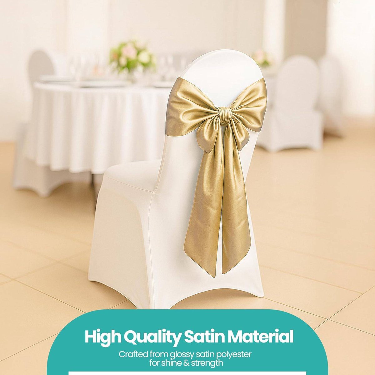 Elastic Chair Covers - 10 Pieces - Chair Covers - Chair Bows - Chair Decorations - Christmas Decorations - Suitable for Weddings, Parties, Banquets - Elegant Chair Bows - Christmas Decorations for Events - Yellow